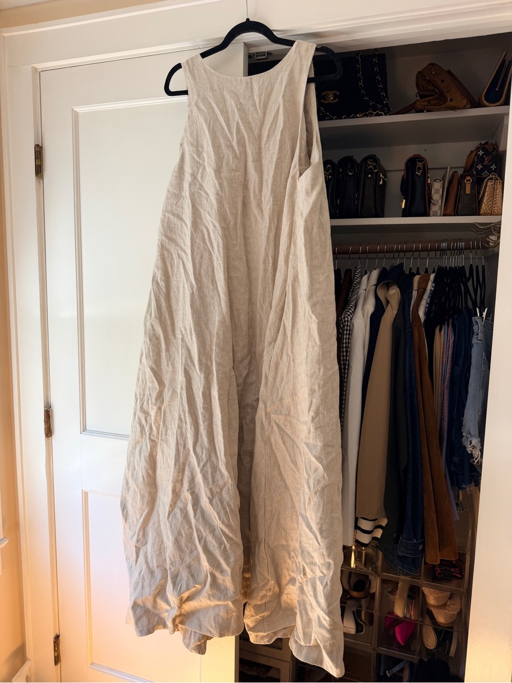 DISSH Sleeveless Linen Maxi Dress in Cream